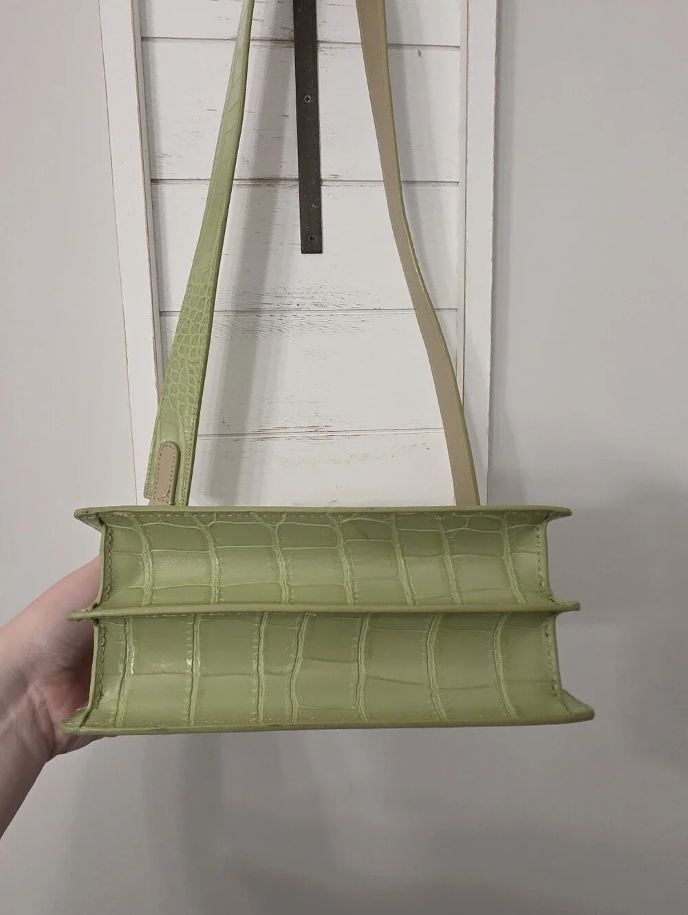JW Pei Croc Embossed Green Crossbody Bag